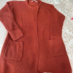 Soft Surrounds Cotton Cardigan Sweater, Dark Orange
